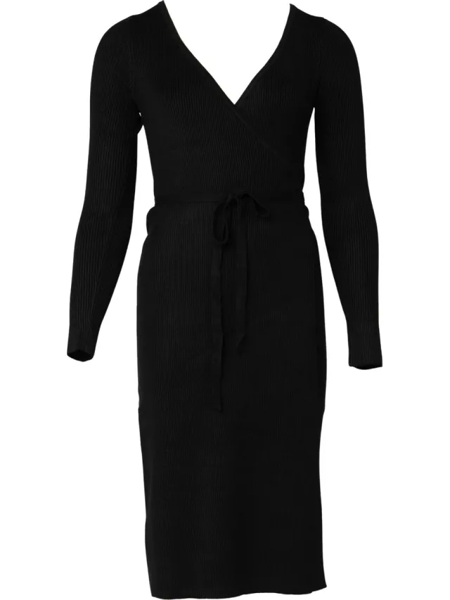 Guess Everly Wrap Dress Dames Jurk - Zwart