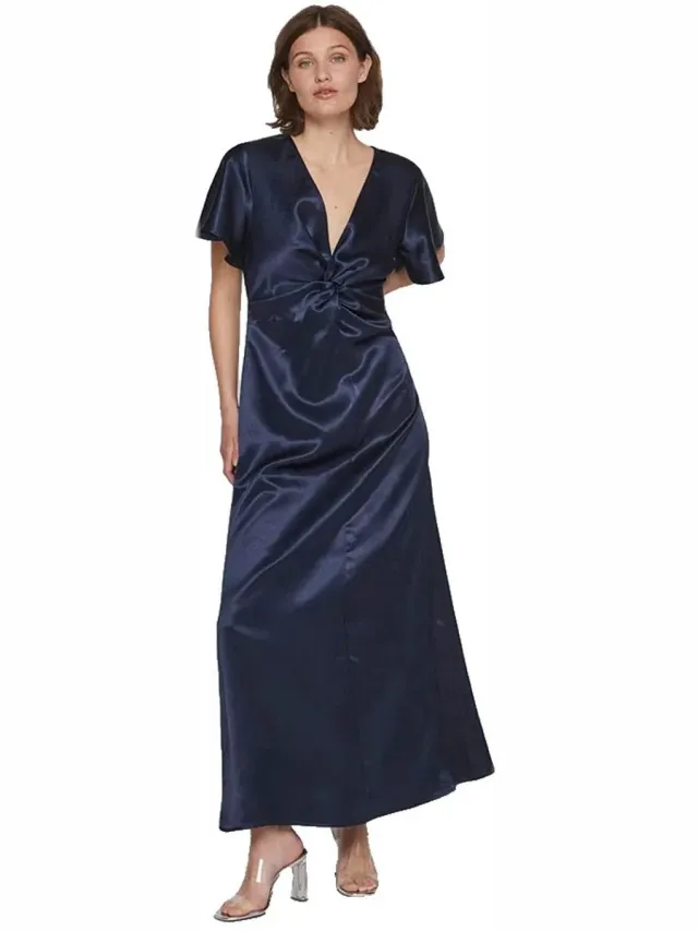 Vila VISITTAS V-NECK S/S MAXI DRESS - NOOS - Dames - Maxi jurken Navy Blazer