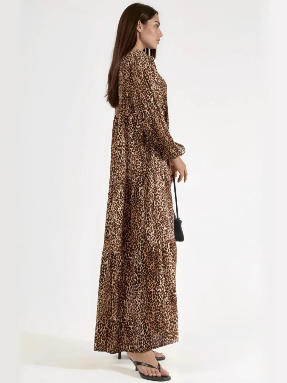Hiccup Comfort Fit Luipaardprint Maxi Jurk camel, foto 2