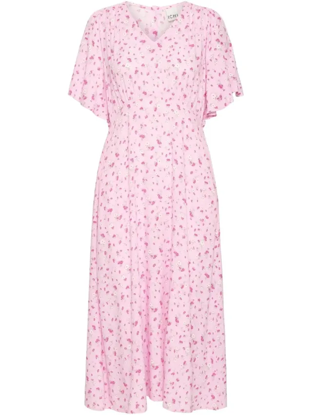 Ichi IHVERA DR42 - Dames - Midi jurken PINK LADY FLOWER