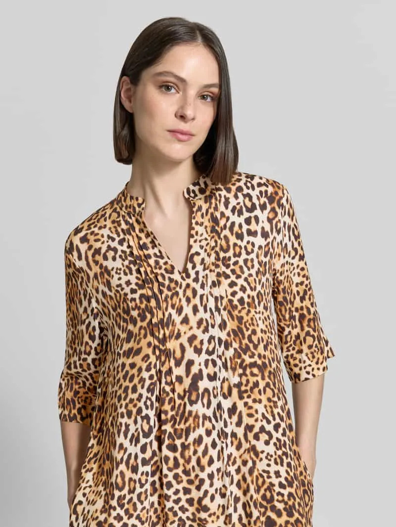Emily Van den Bergh Tunikajurk van viscose in all-over look lichtbruin, foto 4