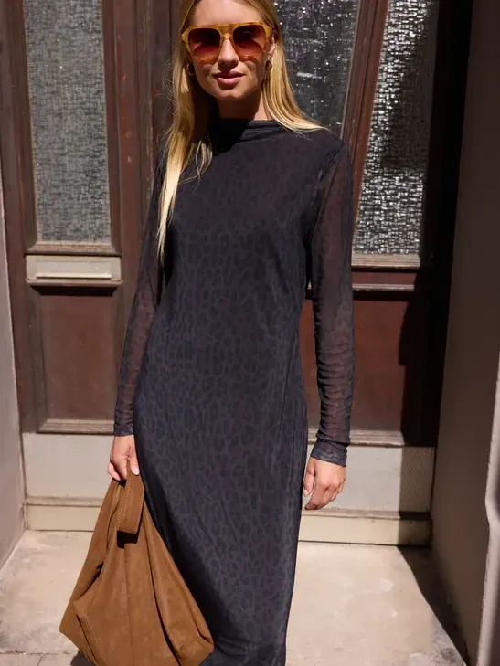 Street One Studio Midi-jurk van mesh met luipaardprint Paars