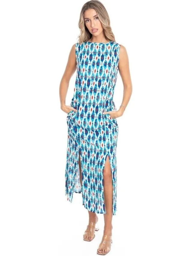 Isla Bonita By Sigris Lange Jurk Isla Bonita By Sigris Lange Midi-Jurk Blauw
