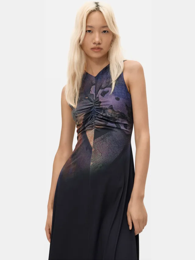 Desigual midi jurk met print - zwart