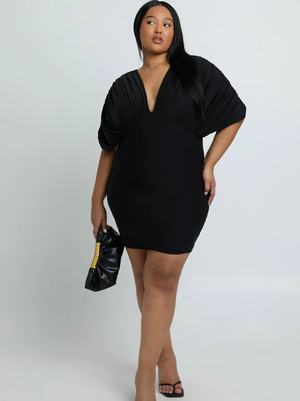boohoo Dames Plus Super Zachte Vleermuis Jurk zwart, foto 2