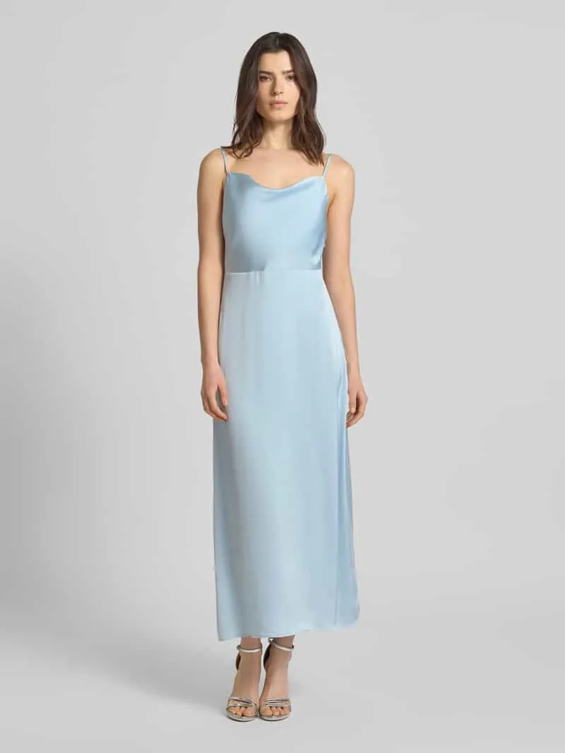 Vila regular fit midi-jurk met rugdecolleté model 'Ravenna' Lichtblauw