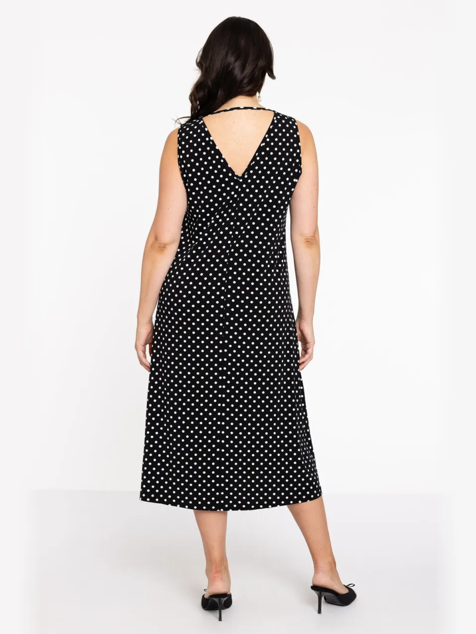Yoek Mouwloze jurk DOTS | Zwart, foto 2