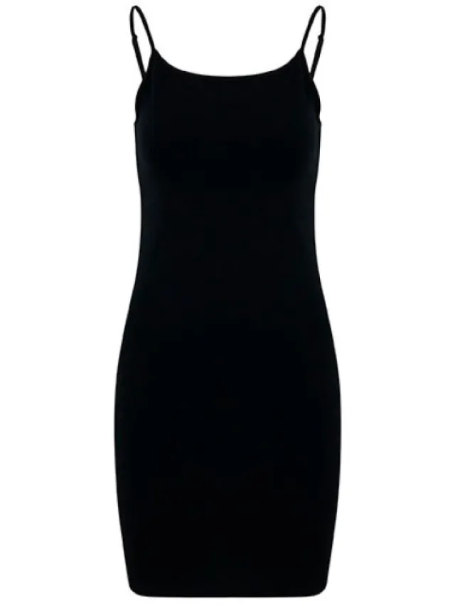 Build Your Brand Ladies Stretch Jersey Slim Dress - Black