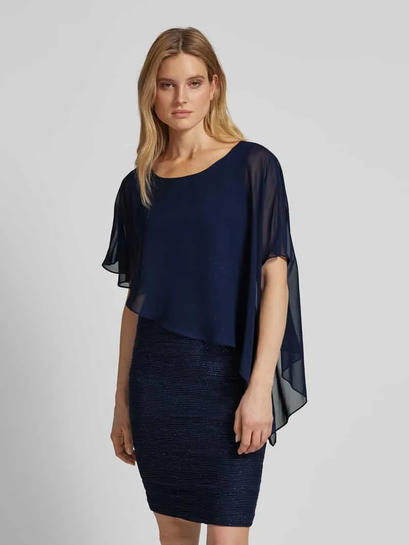 Swing Cocktailjurk met glittereffect en chiffon marineblauw, foto 4