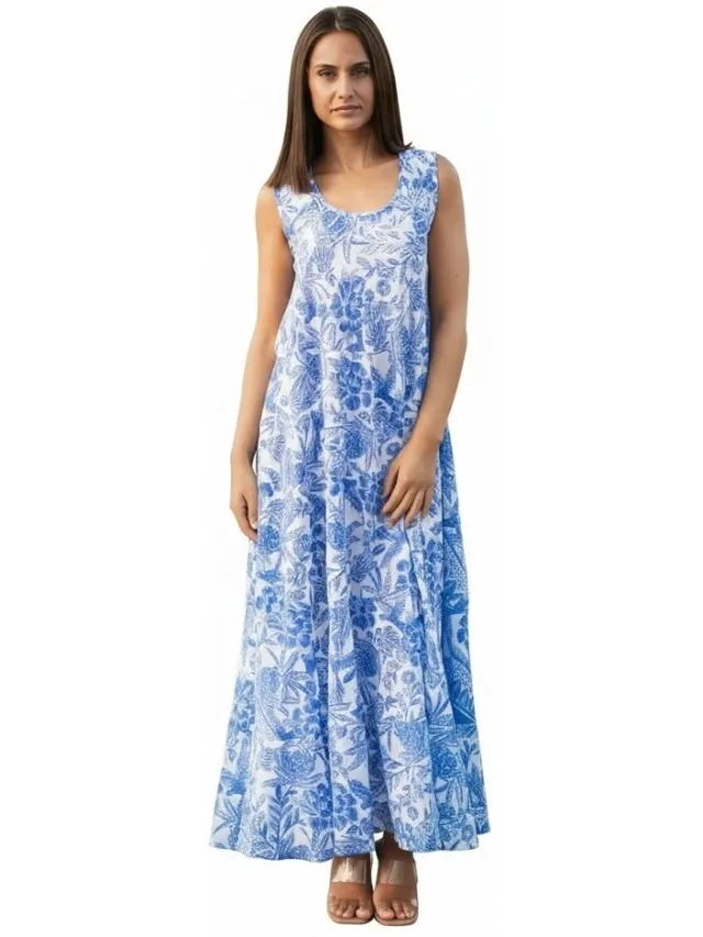 Isla Bonita By Sigris Lange Jurk Isla Bonita By Sigris Lange Midi-Jurk Blauw