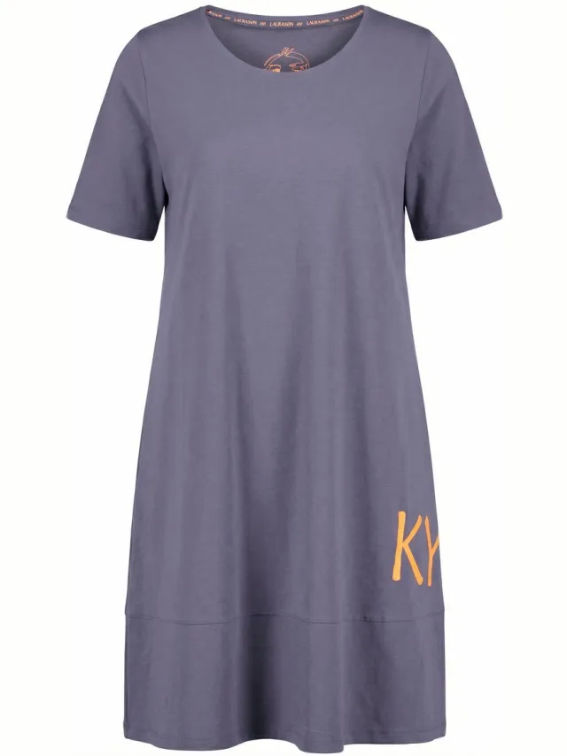 Laurasøn Dames - Jerseyjurk ronde hals halve mouw OEKO-TEX Made in Green - Donkergrijs - Maat 40+