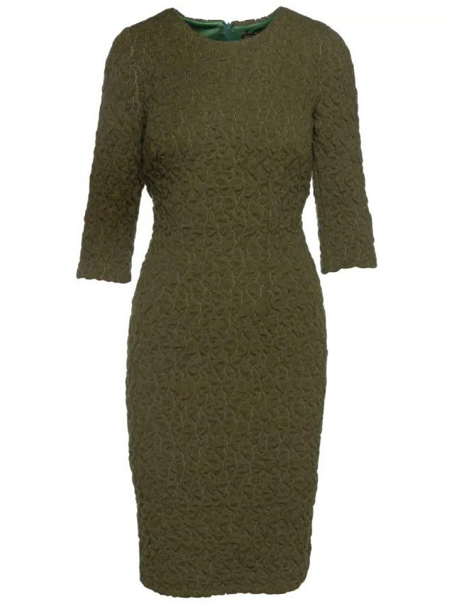 Kaki jacquard jurk van Conquista Fashion, foto 2