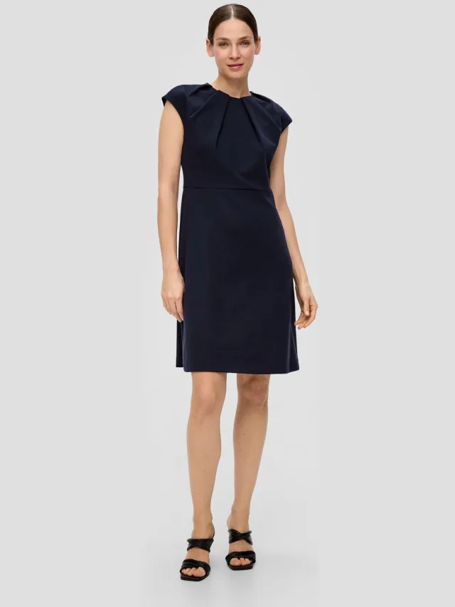 S.Oliver female - Mouwloze jurk met plooidetails navy