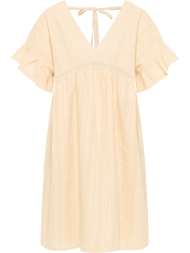 dreimaster Jurk Dames Beige crème, foto 2