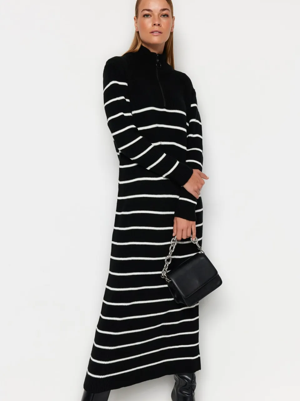 Trendyol Modest Dames Zwart Maxi Lang Casual A-lijn Modest Jurken, foto 2