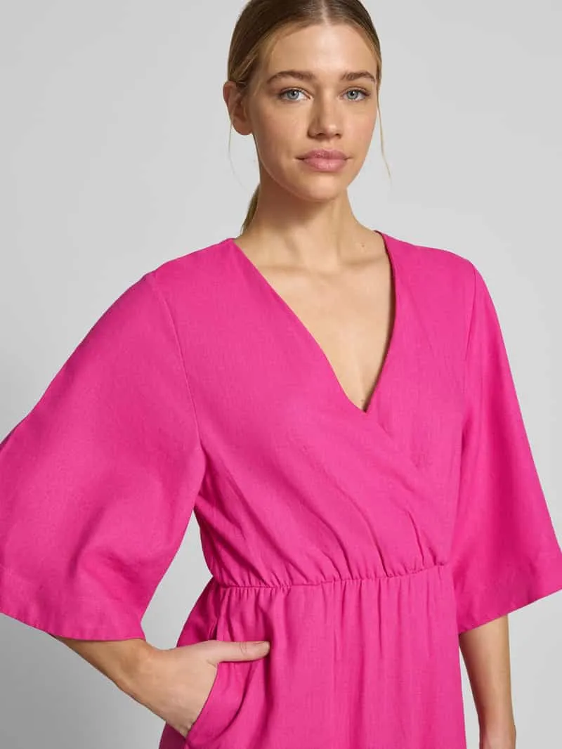 GUIDO MARIA KRETSCHMER WOMAN midi-jurk van linnenmix met kimonomouwen model 'Laura' fuchsia, foto 5