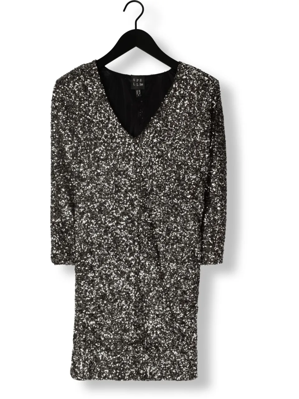 ACCESS Dames Jurken Sequin Mini Dress With V Necklin - Zilver, foto 2