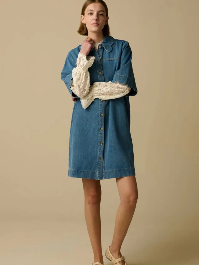 Sissy-Boy denim blousejurk - mediumblauw Medium blue denim