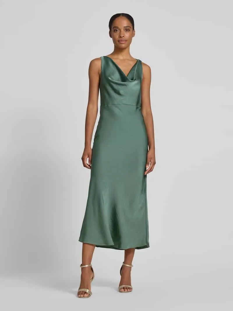 Vero Moda Nauwsluitende cocktailjurk met cascadehals model 'SASELINA' Groen
