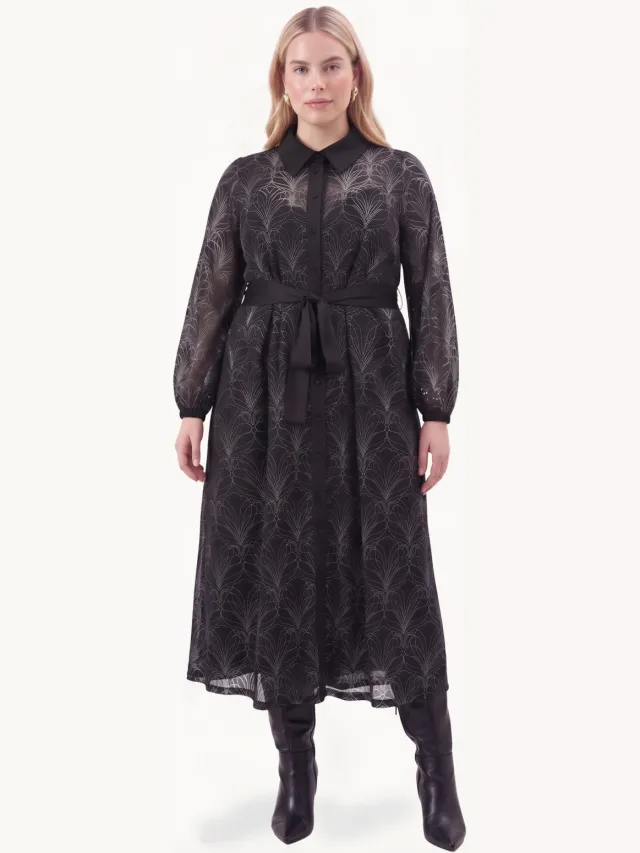 Yoek Maxi-jurk SILVER LUX | Zwart