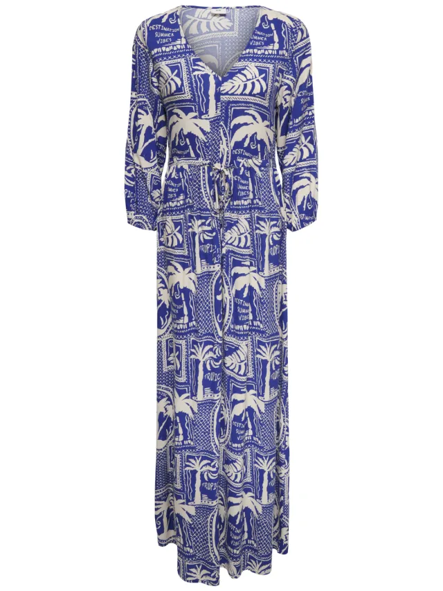 JDY maxi jurk blauw Blauw/ecru