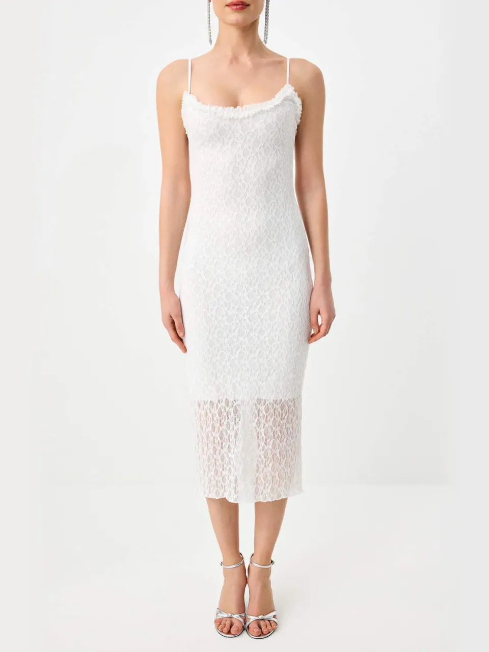 Trendyol TRENDYOLMİLLA Dames Wit Effen Midi Mouwloos Bodycon Jurken, foto 2