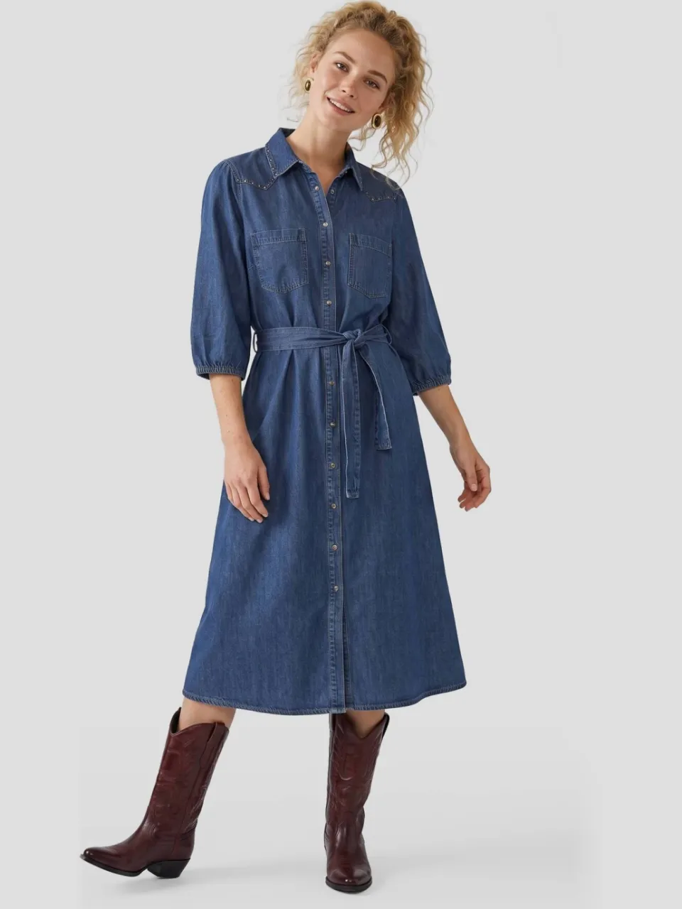 Anytime denim overhemdjurk donkerblauw