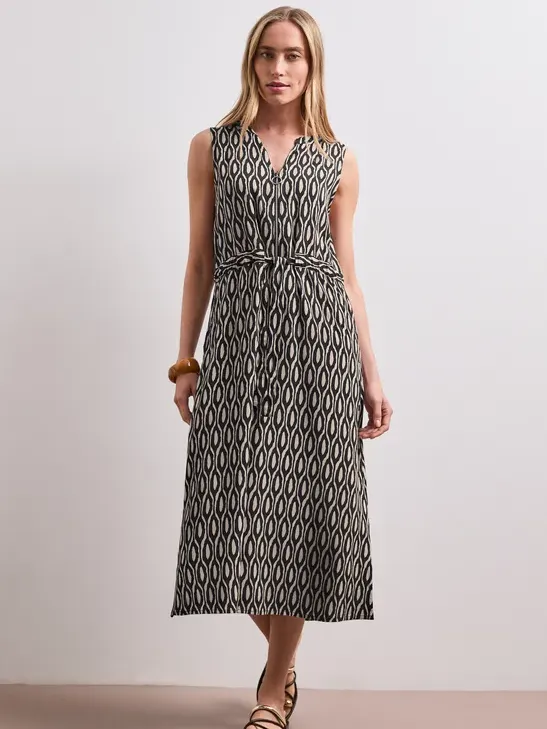 Street One Midi-jurk met gespleten hals en ritssluiting Beige