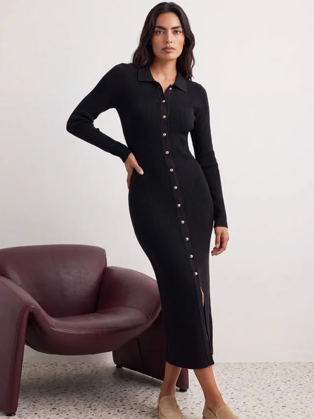 Trendyol TRENDYOLMİLLA Dames Zwart Effen Midi Lang A-lijn Jurken, foto 2