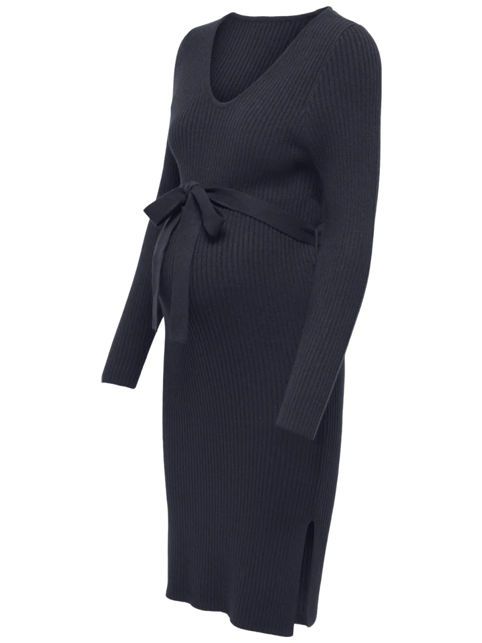 Only gebreide zwangerschaps midi jurk donkerblauw, foto 4