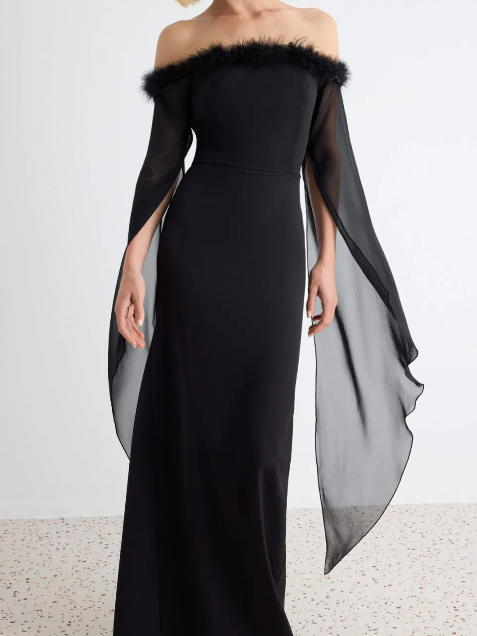 Trendyol TRENDYOLMİLLA Dames Zwart Effen Maxi Lang Diploma-uitreiking / Gala Recht Avond & Gala Jurk, foto 2