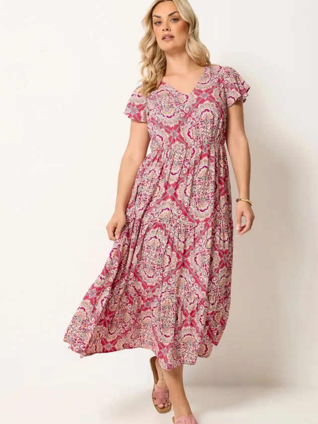 Yours Roze Smockjurk Met Paisleyprint-52 Pink