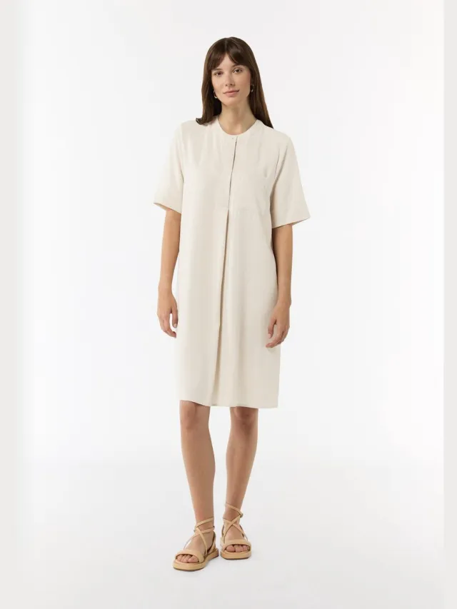 Comma female - Uitlopende modal T-shirt jurk lichtbeige