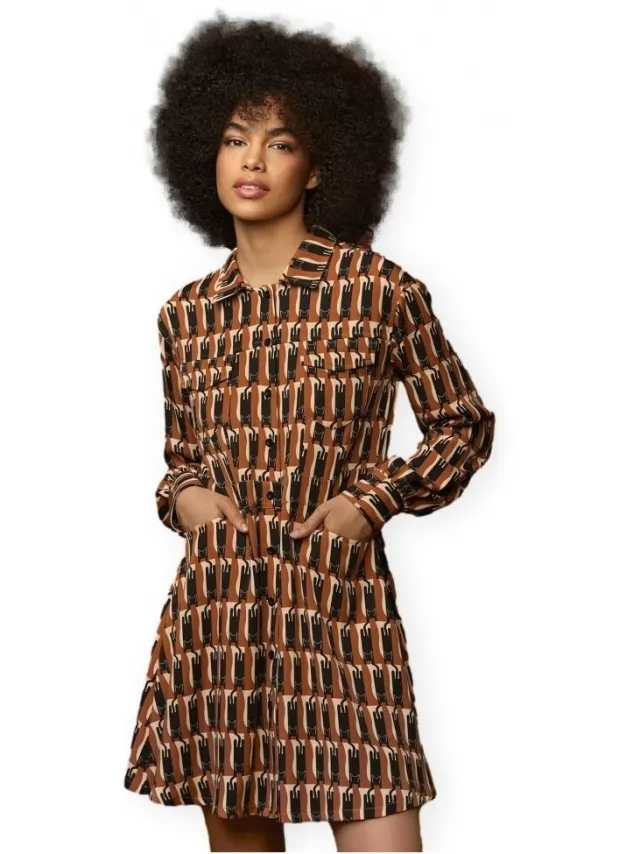 Minueto Korte Jurk Minueto Kat Dress - Brown Bruin