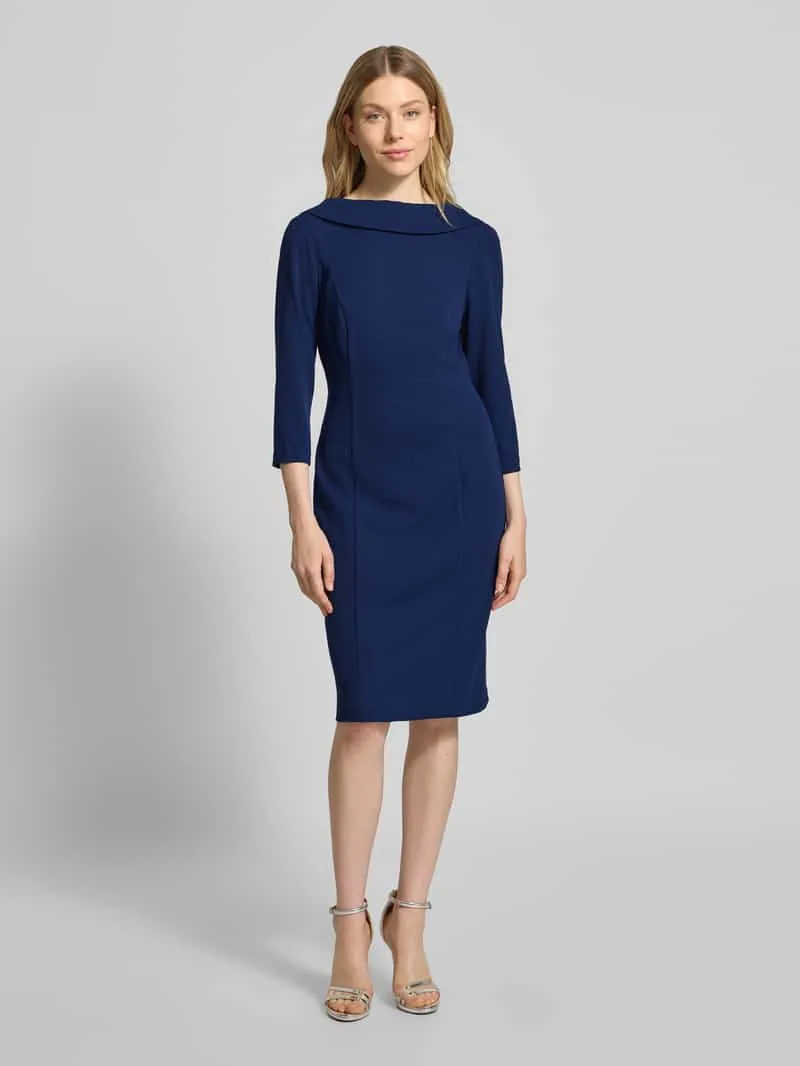 Adrianna Papell Knielange cocktailjurk met 3/4-mouwen Donkerblauw