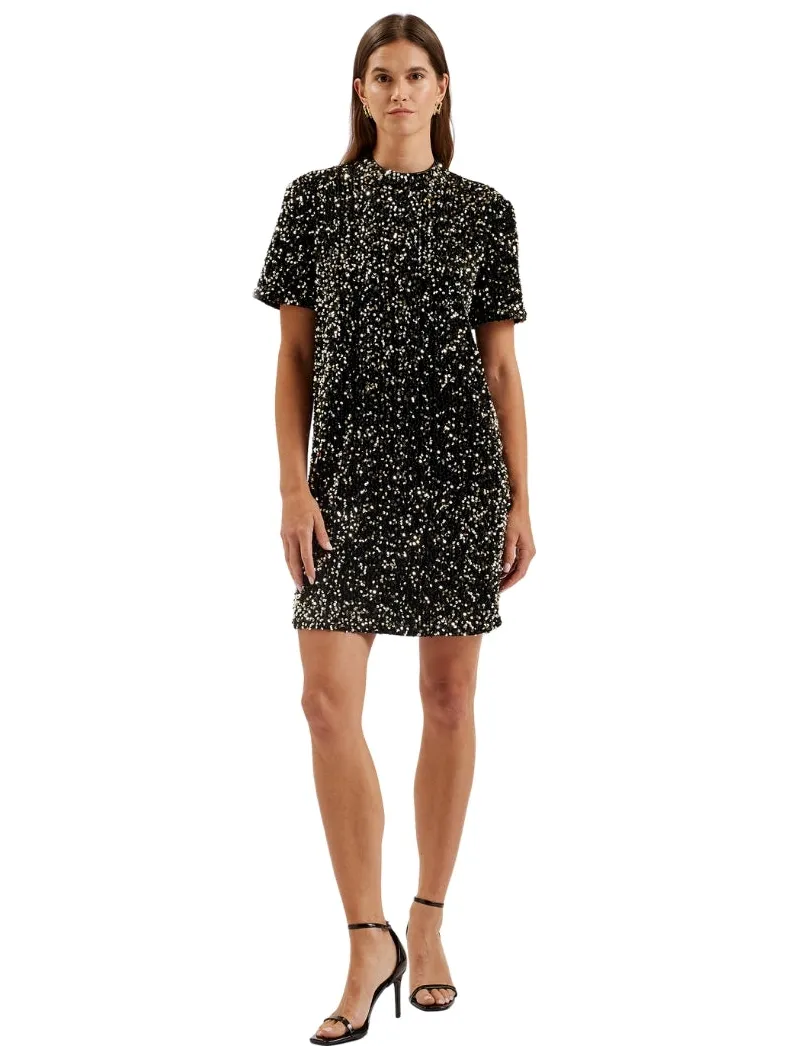Ted Baker Audriyy Fluwelen Mini-jurk Met Pailletten In Zwart