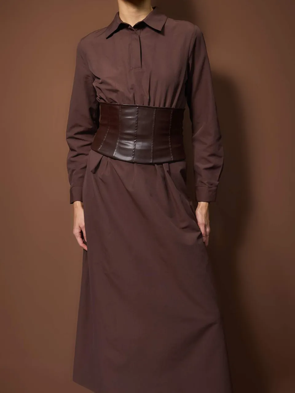 Turkishsouq Damesjurk, rechte maxi-jurk, lange casual/dagelijkse skaterjurk met hijab bruin, foto 2