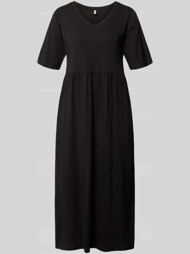 Soyaconcept midi-jurk met smokdetails model 'DERBY' BLACK