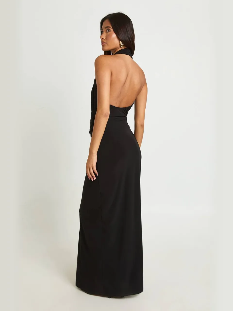 boohoo Dames Maxi Jurk Met Draperende Voorkant En Lage Rug zwart, foto 2