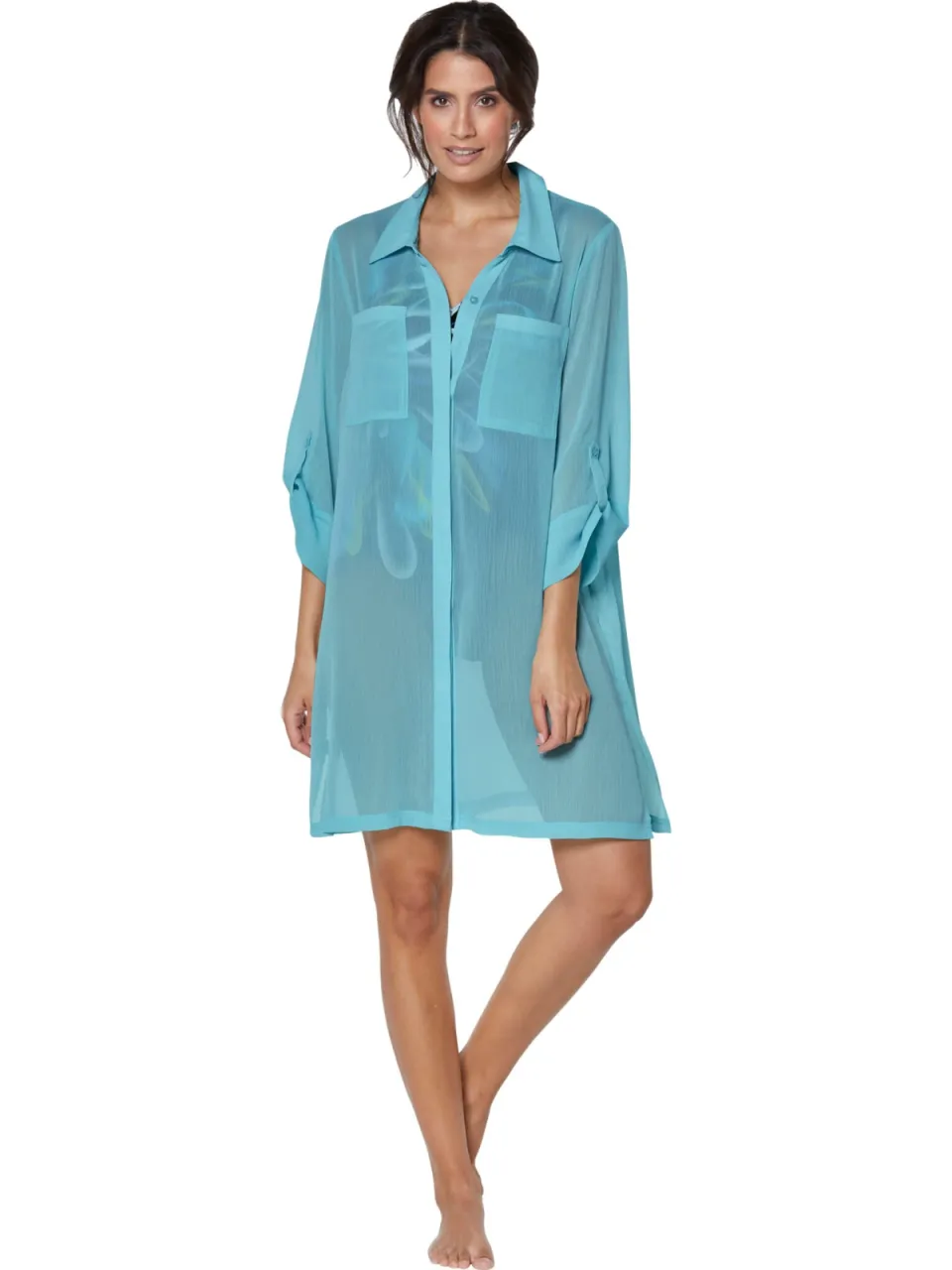 Strandblouse aquamarine