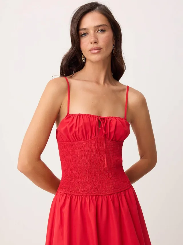 Trendyol TRENDYOLMİLLA Dames Rood Effen Maxi Mouwloos Skater Jurken