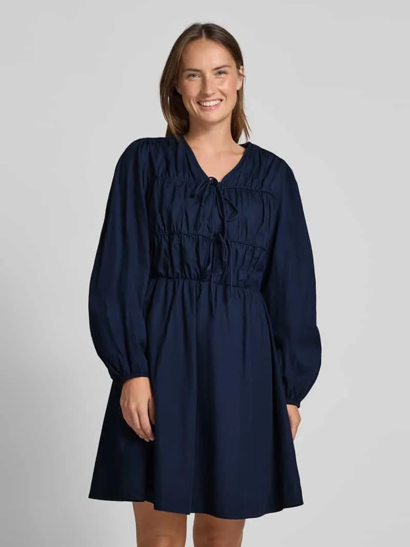 Yas Knie-lange jurk van katoen model 'EBBA' Marineblauw