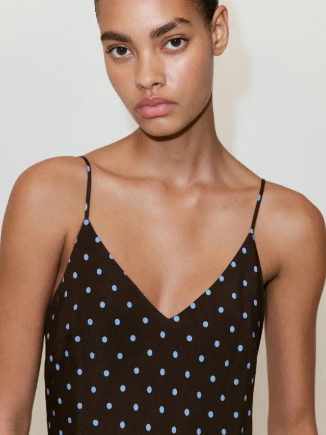 Mango midi jurk met stippen - bruin, foto 3