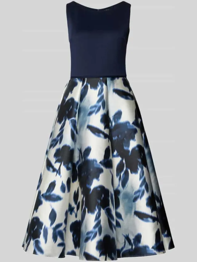 Swing Cocktailjurk met ronde hals donkerblauw, foto 2