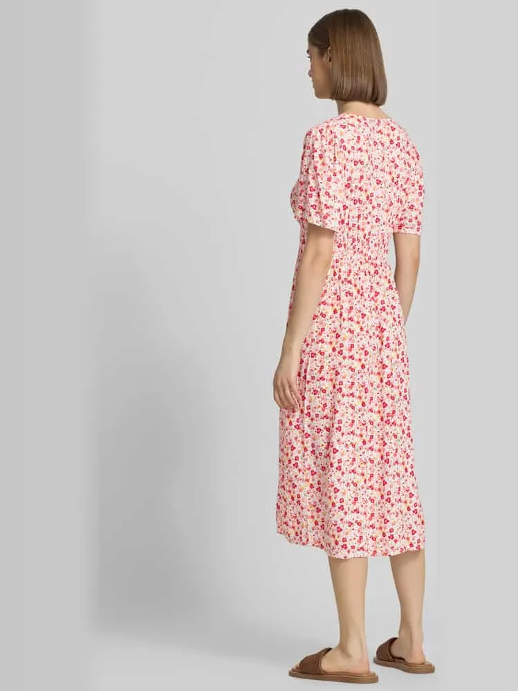 Pieces A-lijn midi-jurk van pure viscose model 'TALA' rood, foto 3