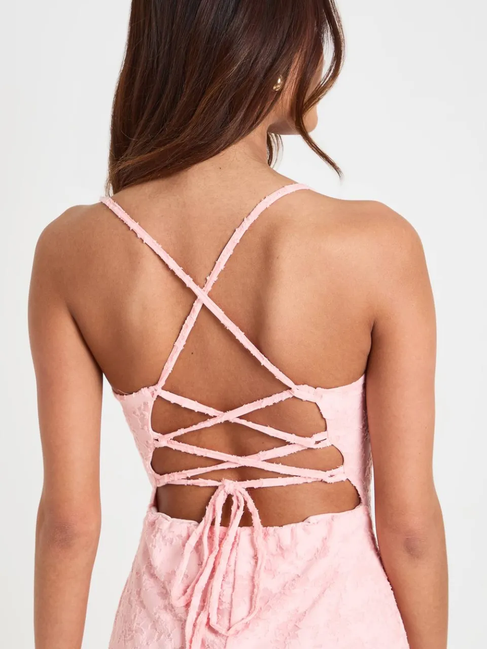 boohoo Dames Burnout Bloemen Jurk Met Vetersluiting Op De Rug A-lijn baby roze, foto 4