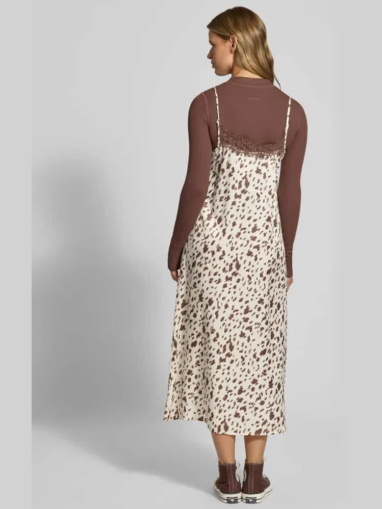 OH APRIL relaxed fit midi-jurk met kant middenbruin, foto 3