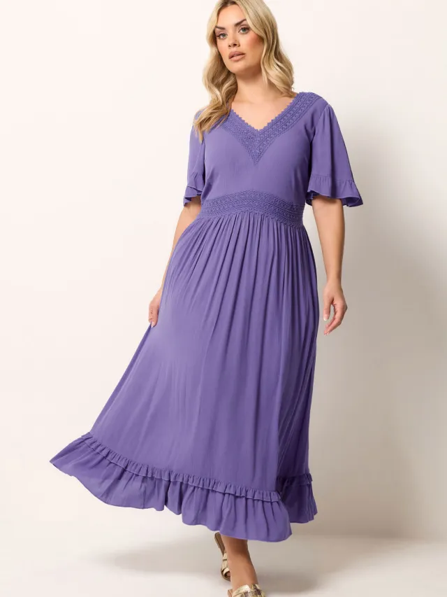 Yours Paarse Gehaakte Maxijurk Purple