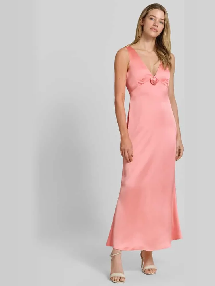 Vero Moda Nauwsluitende avondjurk met rozenapplicatie model 'GIANNA' Koraal