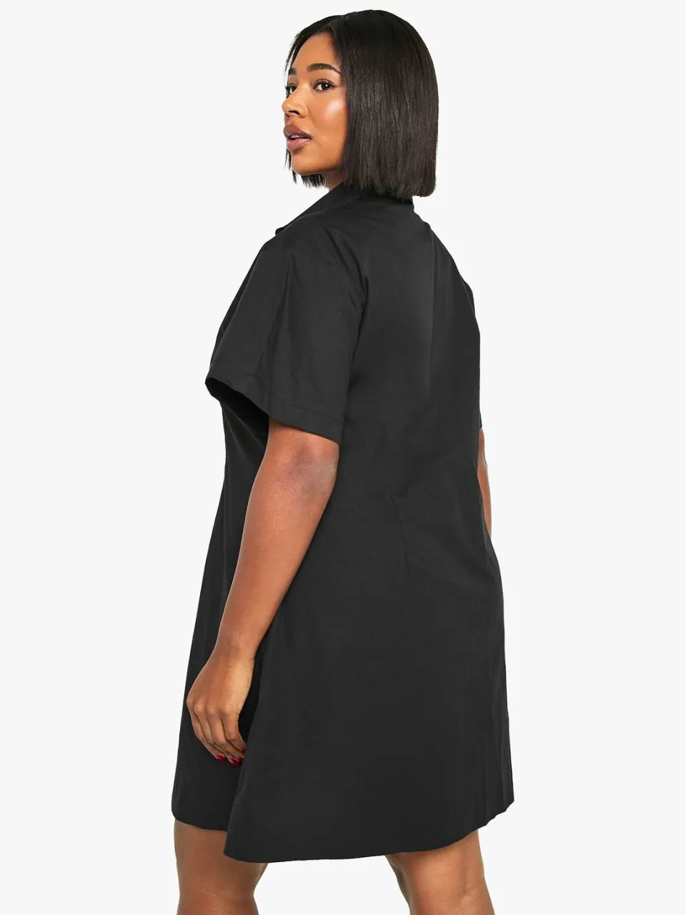 boohoo Dames Plus Poplin Getailleerde Shirtjurk zwart, foto 2